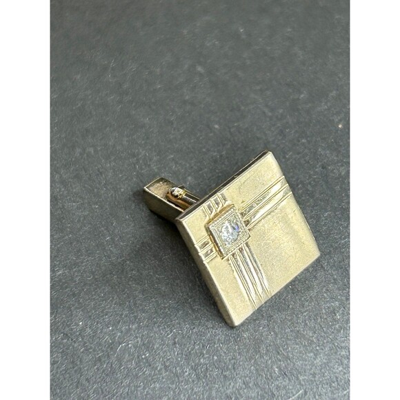 Anson Gold Tone Cubic Zircon Cufflinks Geometric Square Anson Pat Pend - Picture 5 of 9